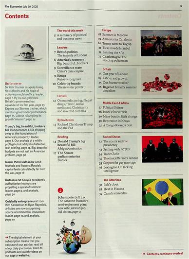 The Economist Inhaltsverzeichnis