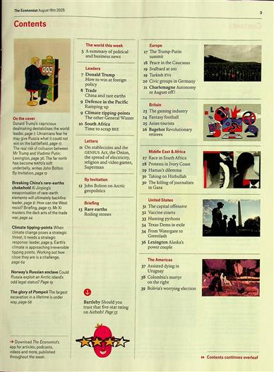 The Economist Inhaltsverzeichnis