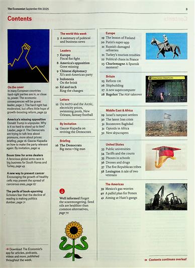 The Economist Inhaltsverzeichnis