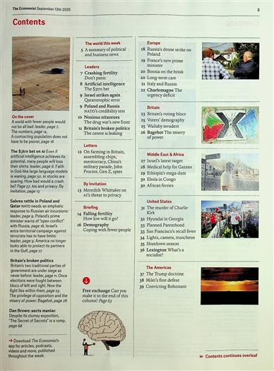 The Economist Inhaltsverzeichnis