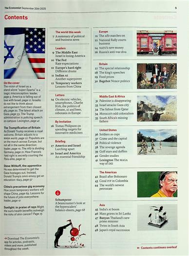 The Economist Inhaltsverzeichnis