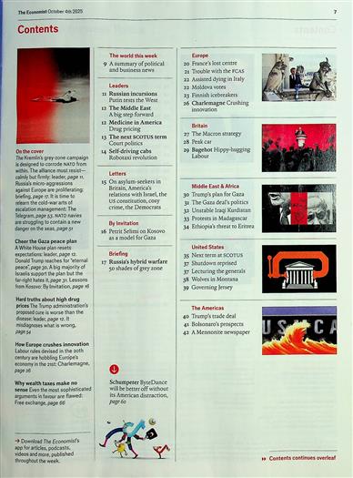 The Economist Inhaltsverzeichnis