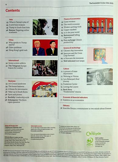 The Economist Inhaltsverzeichnis