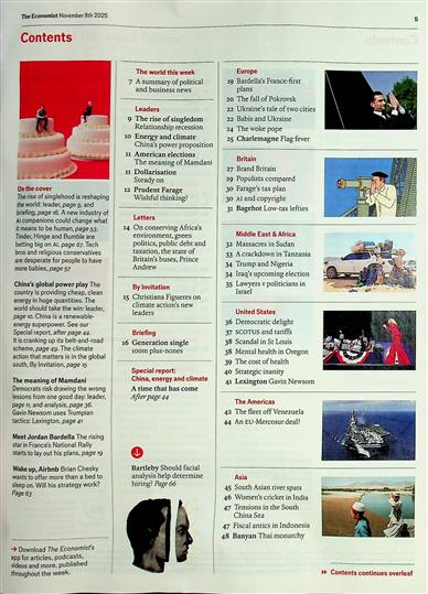 The Economist Inhaltsverzeichnis