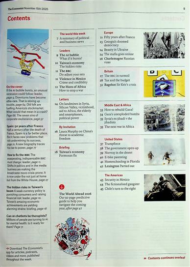 The Economist Inhaltsverzeichnis