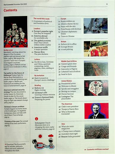 The Economist Inhaltsverzeichnis