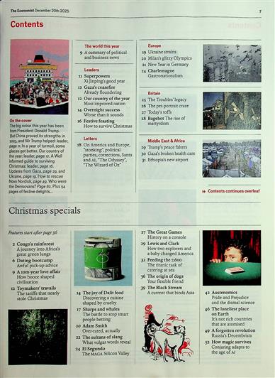 The Economist Inhaltsverzeichnis