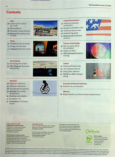 The Economist Inhaltsverzeichnis