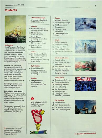 The Economist Inhaltsverzeichnis