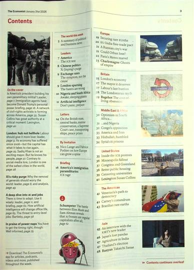 The Economist Inhaltsverzeichnis