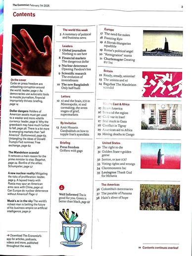 The Economist Inhaltsverzeichnis