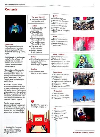 The Economist Inhaltsverzeichnis