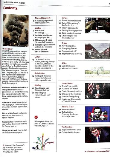 The Economist Inhaltsverzeichnis