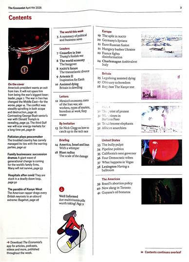 The Economist Inhaltsverzeichnis