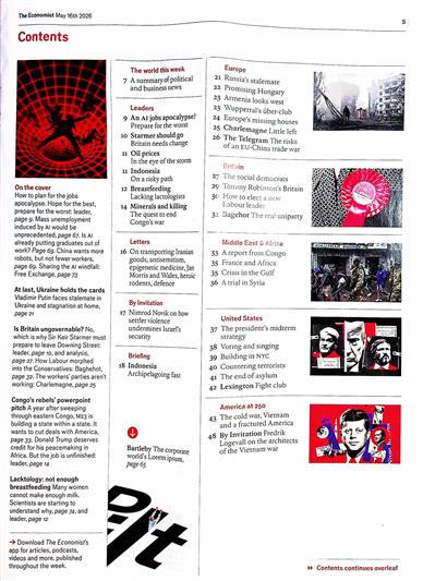 The Economist Inhaltsverzeichnis