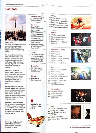 The Economist Inhaltsverzeichnis
