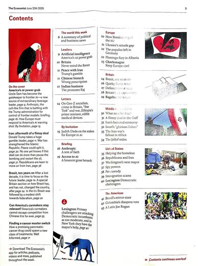 The Economist Inhaltsverzeichnis