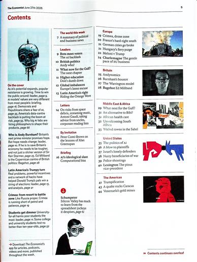 The Economist Inhaltsverzeichnis