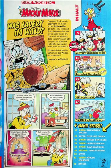 Micky Maus Inhaltsverzeichnis