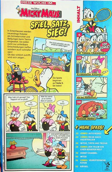 Micky Maus Inhaltsverzeichnis