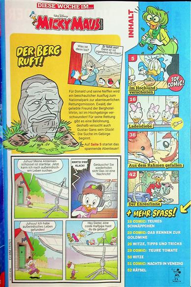 Micky Maus Inhaltsverzeichnis