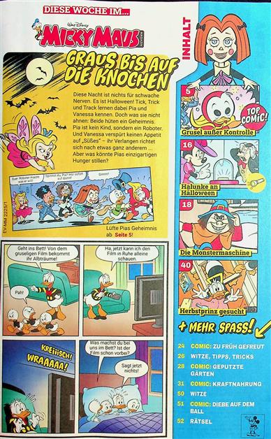 Micky Maus Inhaltsverzeichnis