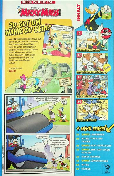 Micky Maus Inhaltsverzeichnis