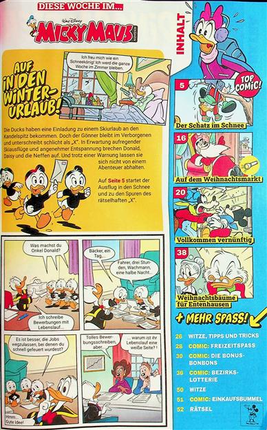 Micky Maus Inhaltsverzeichnis