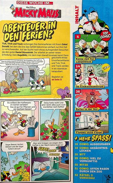 Micky Maus Inhaltsverzeichnis