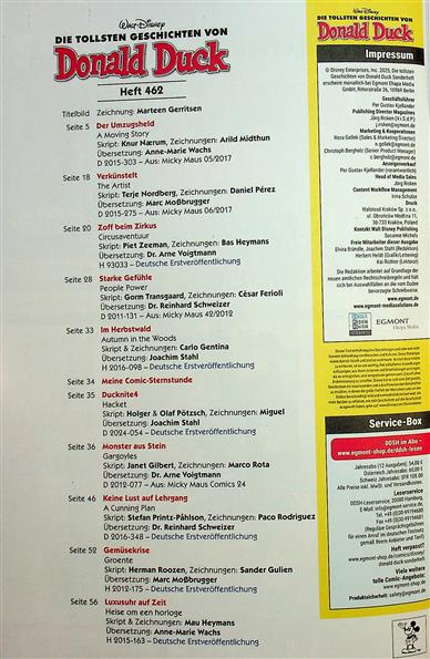 Donald Duck Inhaltsverzeichnis