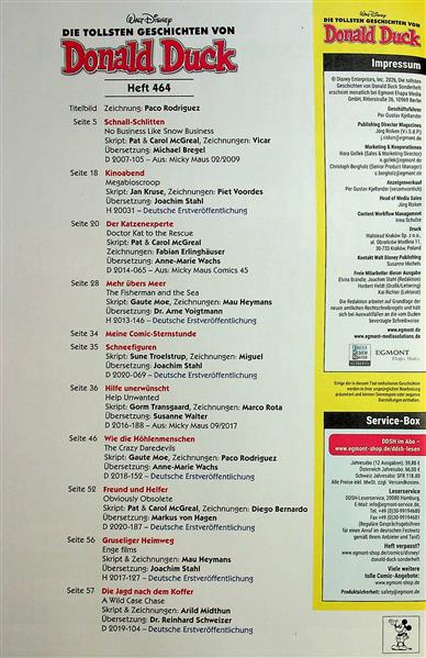 Donald Duck Inhaltsverzeichnis