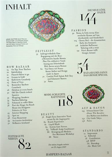 Harpers Bazaar Deutsch Inhaltsverzeichnis