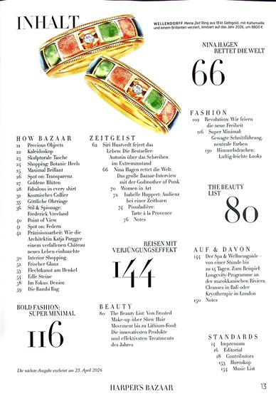 Harpers Bazaar Deutsch Inhaltsverzeichnis