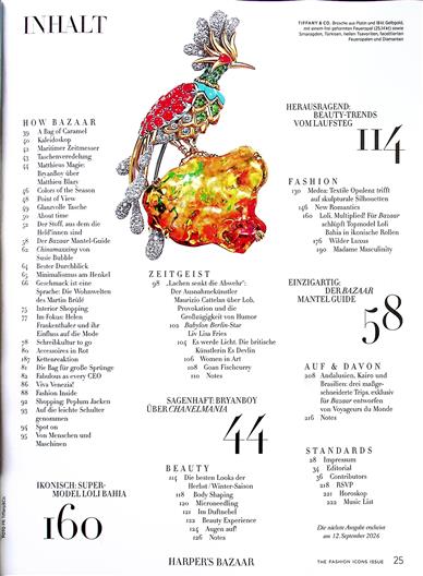 Harpers Bazaar Deutsch Inhaltsverzeichnis