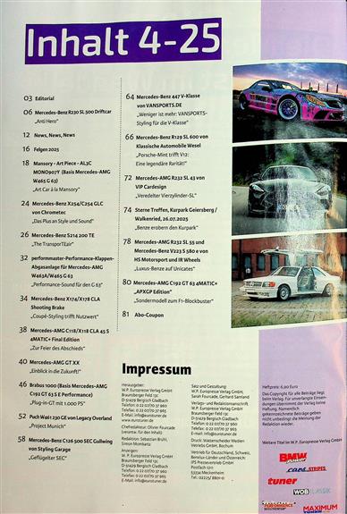 Eurotuner Magazin Inhaltsverzeichnis