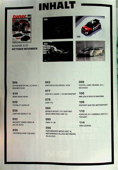 Eurotuner Magazin Inhaltsverzeichnis