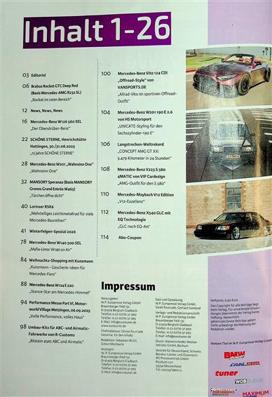 Eurotuner Magazin Inhaltsverzeichnis