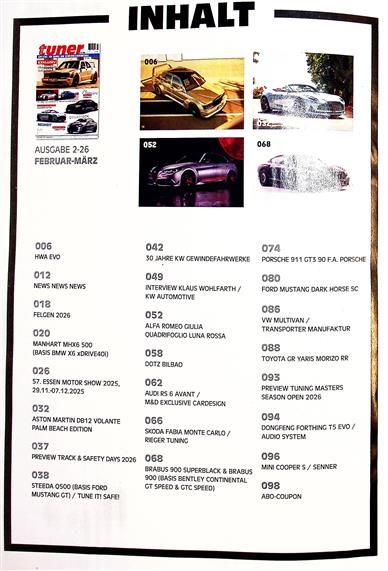 Eurotuner Magazin Inhaltsverzeichnis