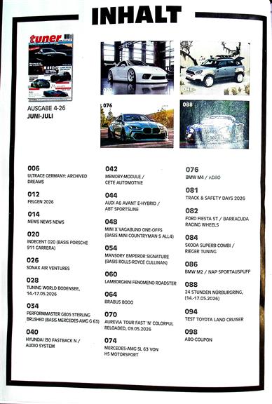 Eurotuner Magazin Inhaltsverzeichnis