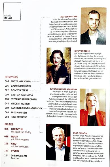 GALORE Inhaltsverzeichnis