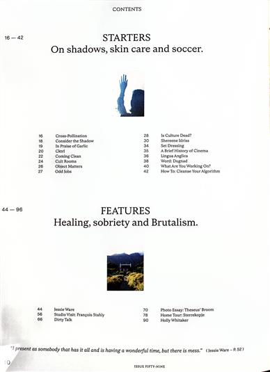 Kinfolk (UK) Inhaltsverzeichnis