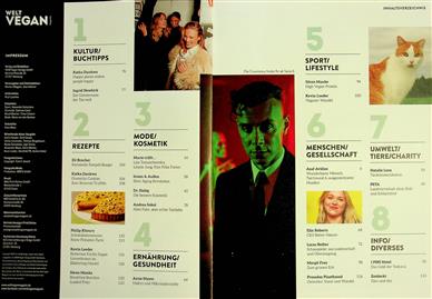 Welt Vegan Magazin Inhaltsverzeichnis