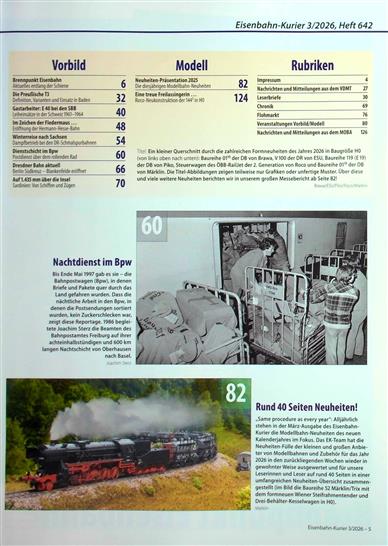 Eisenbahn Kurier Inhaltsverzeichnis