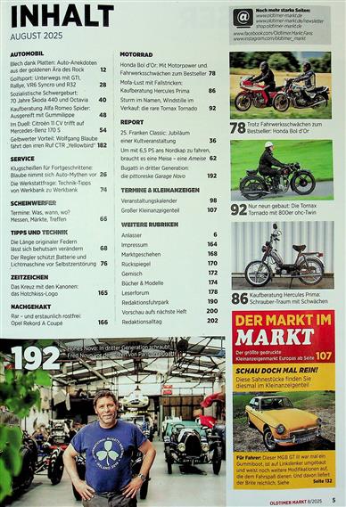 Oldtimer Markt Inhaltsverzeichnis