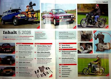 Oldtimer Praxis Inhaltsverzeichnis