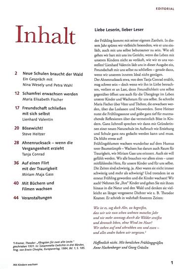 Mit Kindern wachsen Inhaltsverzeichnis