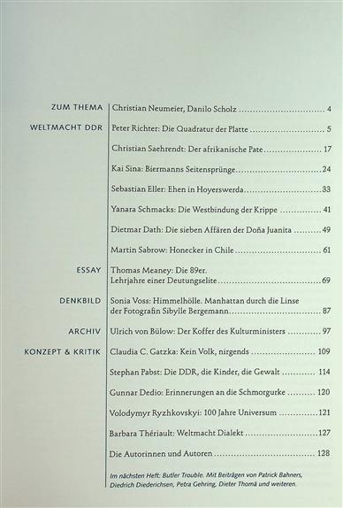 Zeitschrift für Ideengeschichte Inhaltsverzeichnis