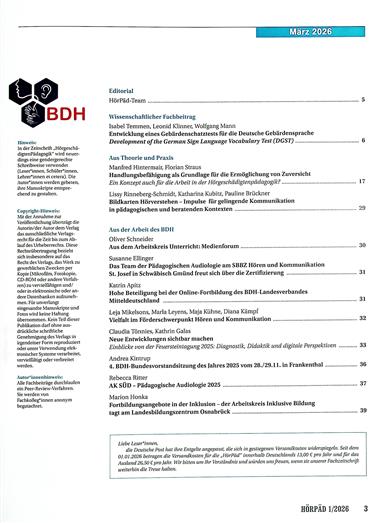 Hörgeschädigtenpädagogik Inhaltsverzeichnis