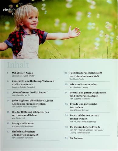Einfach Leben Monatsbrief Inhaltsverzeichnis