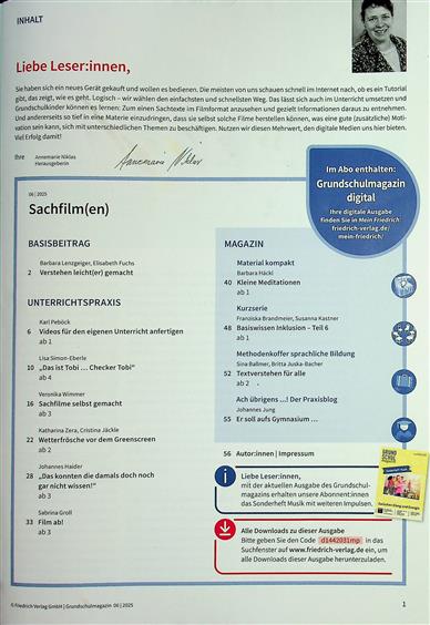 Grundschulmagazin Inhaltsverzeichnis
